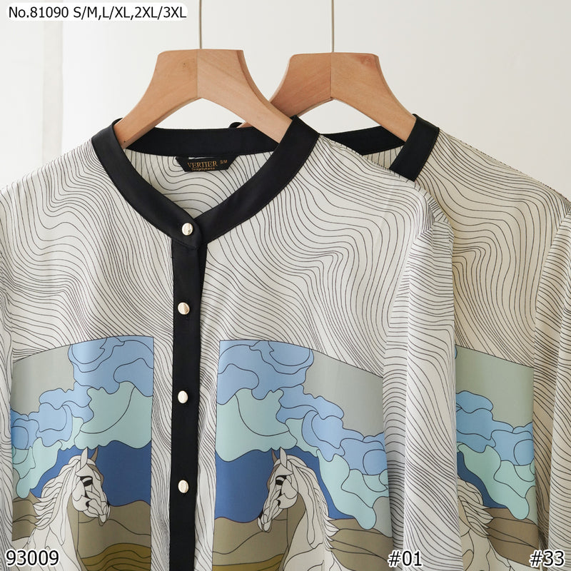 Vertier : No.81090 เสื้อแขนยาวพิมพ์ลาย | Printed Long Sleeve Blouse