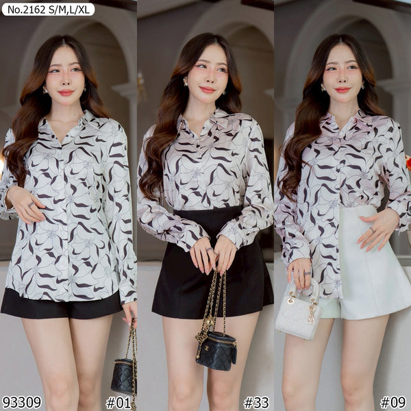 Maristar : No.2162 เสื้อแขนยาวพิมพ์ลาย | Printed Long Sleeve Blouse