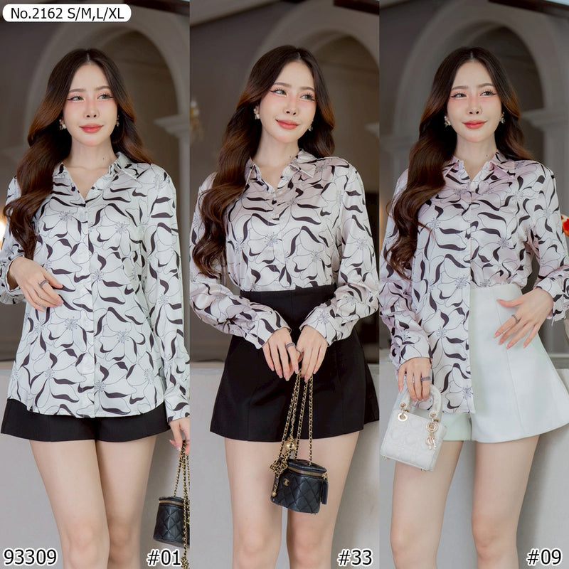 Maristar : No.2162 เสื้อแขนยาวพิมพ์ลาย | Printed Long Sleeve Blouse