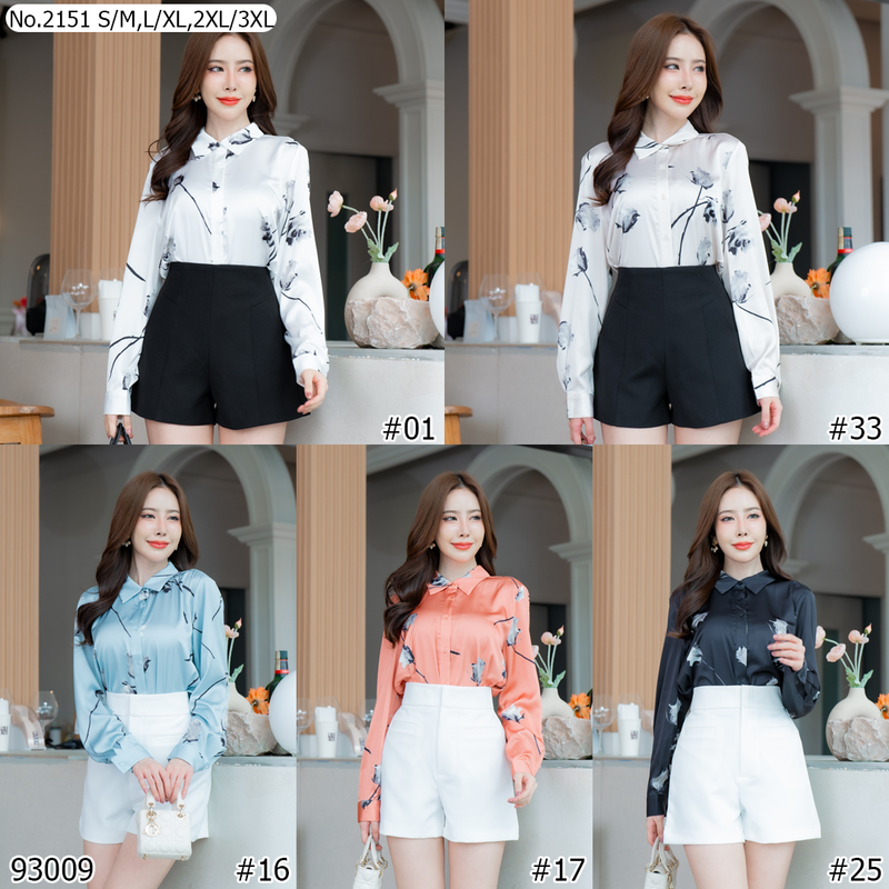 Maristar : No.2151 เสื้อแขนยาวพิมพ์ลาย | Printed Long Sleeve Blouse