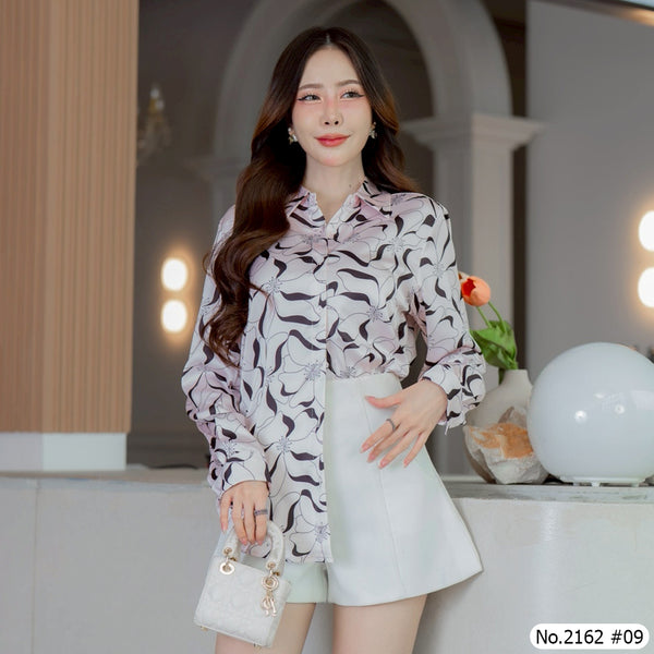 Maristar : No.2162 เสื้อแขนยาวพิมพ์ลาย | Printed Long Sleeve Blouse