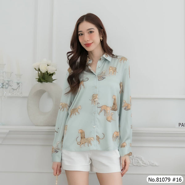 Vertier : No.81079 เสื้อแขนยาวพิมพ์ลาย | Printed Long Sleeve Blouse