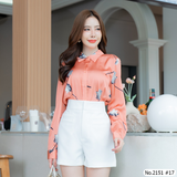 Maristar : No.2151 เสื้อแขนยาวพิมพ์ลาย | Printed Long Sleeve Blouse