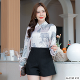 Maristar : No.2150 เสื้อแขนยาวพิมพ์ลาย | Printed Long Sleeve Blouse