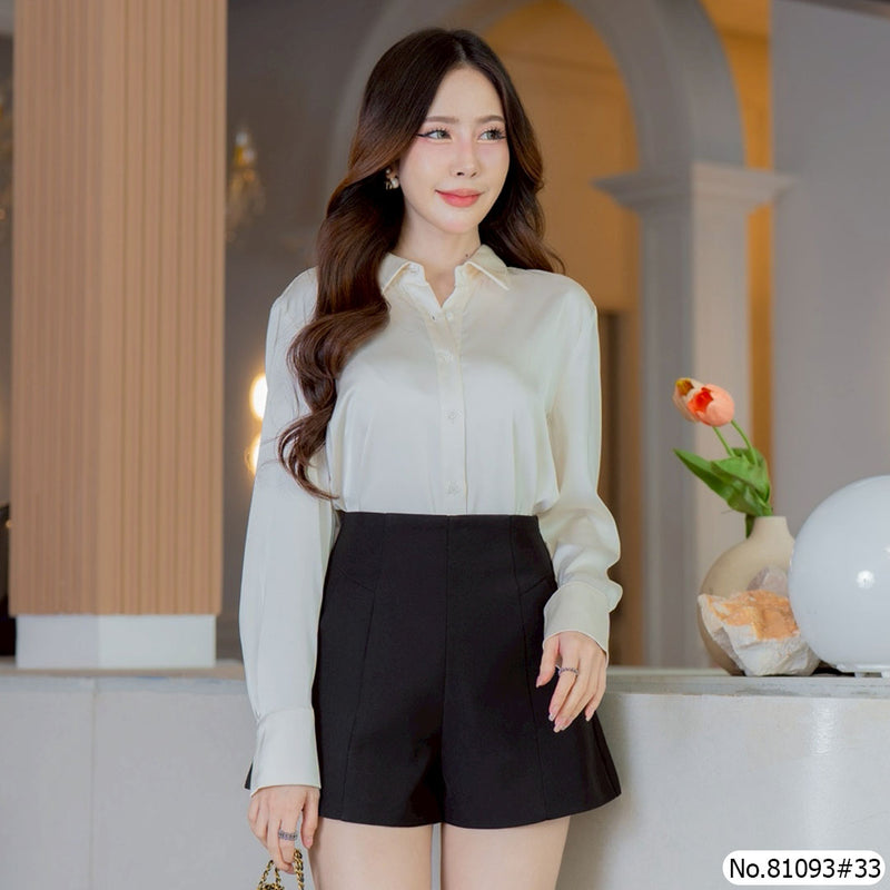 Vertier : No.81093 เสื้อแขนยาวสีพื้น | Solid Long Sleeve Blouse