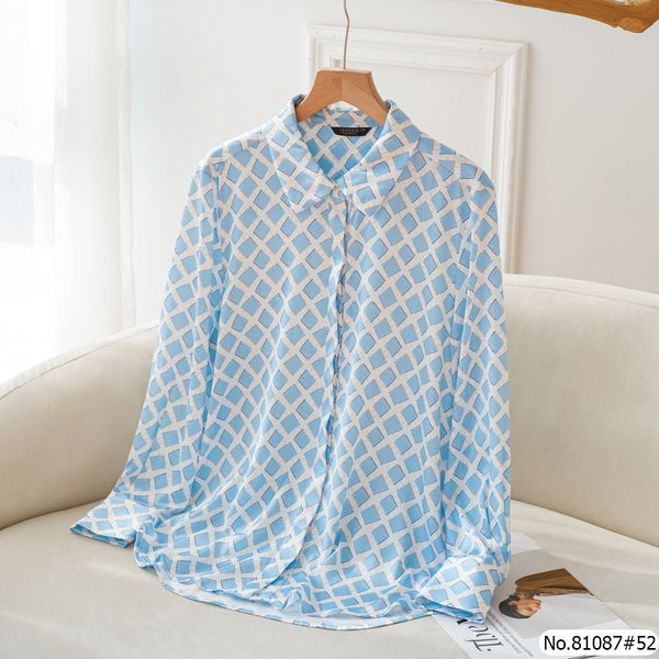 Vertier : No.81087 เสื้อแขนยาวพิมพ์ลาย | Printed Long Sleeve Blouse
