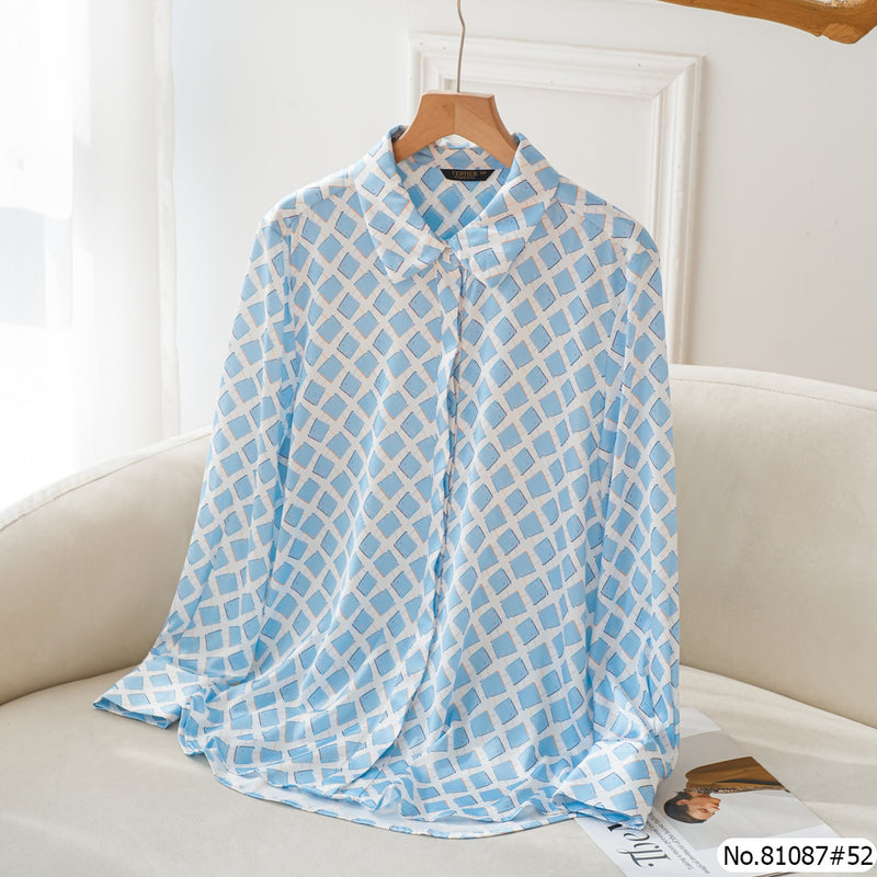 Vertier : No.81087 เสื้อแขนยาวพิมพ์ลาย | Printed Long Sleeve Blouse