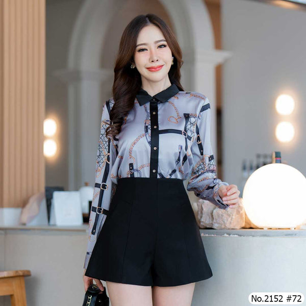 Maristar : No.2152 เสื้อแขนยาวพิมพ์ลาย | Printed Long Sleeve Blouse