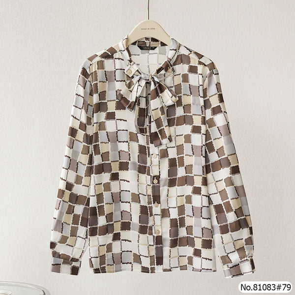 Vertier : No.81083 เสื้อแขนยาวพิมพ์ลาย | Printed Long Sleeve Blouse