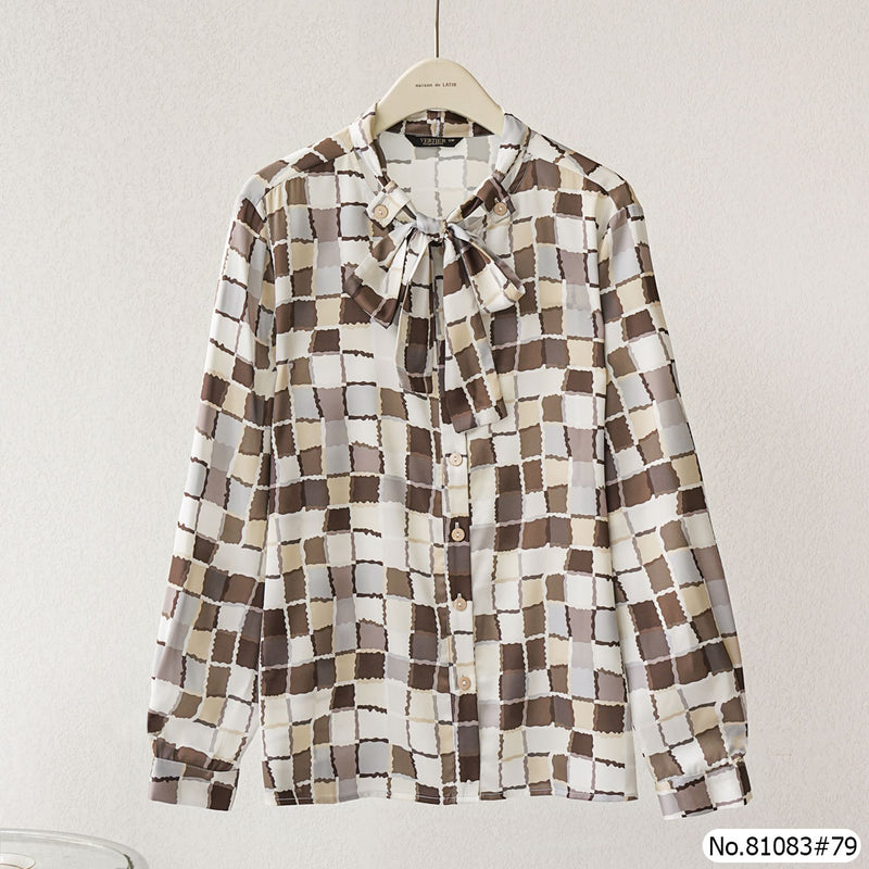 Vertier : No.81083 เสื้อแขนยาวพิมพ์ลาย | Printed Long Sleeve Blouse