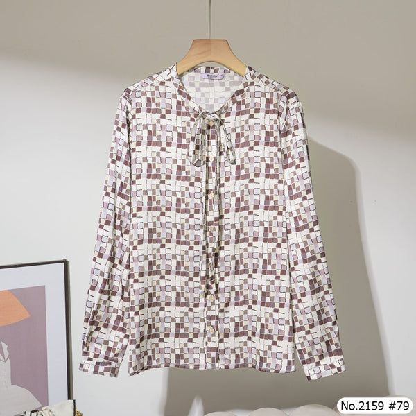 Maristar : No.2159 เสื้อแขนยาวพิมพ์ลาย | Printed Long Sleeve Blouse