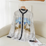 Vertier : No.81090 เสื้อแขนยาวพิมพ์ลาย | Printed Long Sleeve Blouse