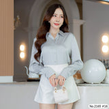 Maristar : No.2165 เสื้อแขนยาวสีพื้น | Solid Long Sleeve Blouse