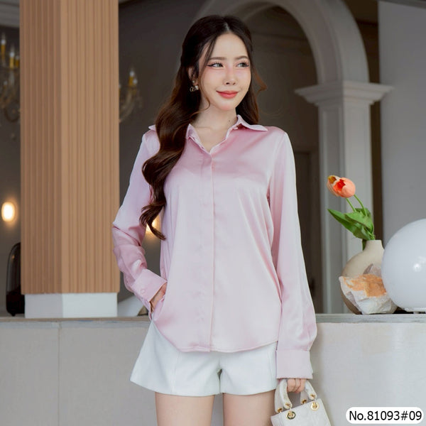 Vertier : No.81093 เสื้อแขนยาวสีพื้น | Solid Long Sleeve Blouse