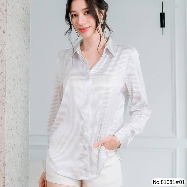 Vertier : No.81081 เสื้อแขนยาวพิมพ์ลาย | Printed Long Sleeve Blouse