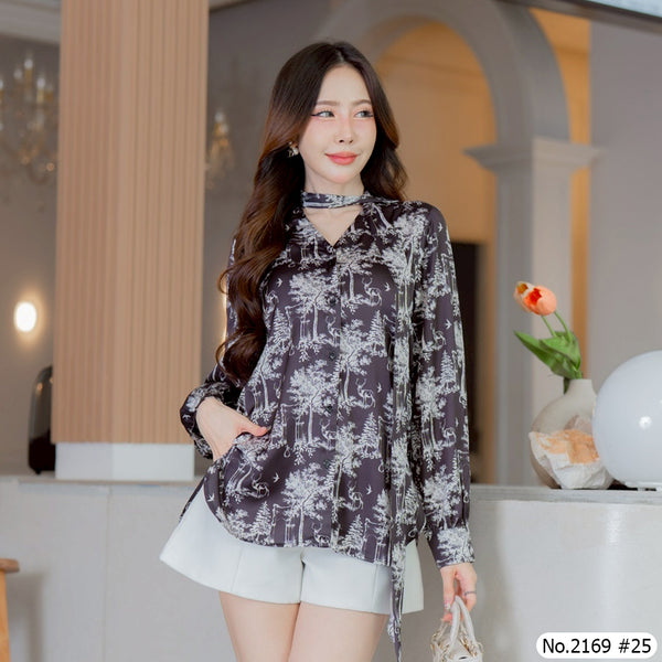 Maristar : No.2169 เสื้อแขนยาวพิมพ์ลาย | Printed Long Sleeve Blouse