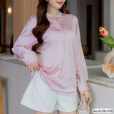 Vertier : No.81091 เสื้อแขนยาวสีพื้น | Solid Long Sleeve Blouse