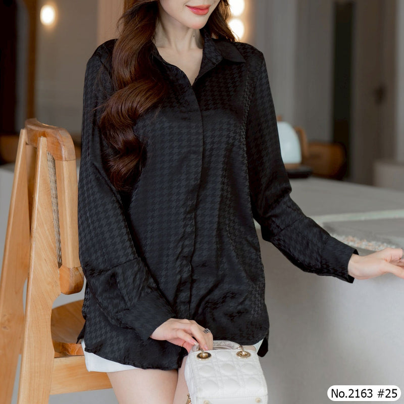 Maristar : No.2163 เสื้อแขนยาวพิมพ์ลาย | Printed Long Sleeve Blouse