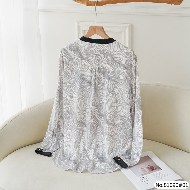 Vertier : No.81090 เสื้อแขนยาวพิมพ์ลาย | Printed Long Sleeve Blouse