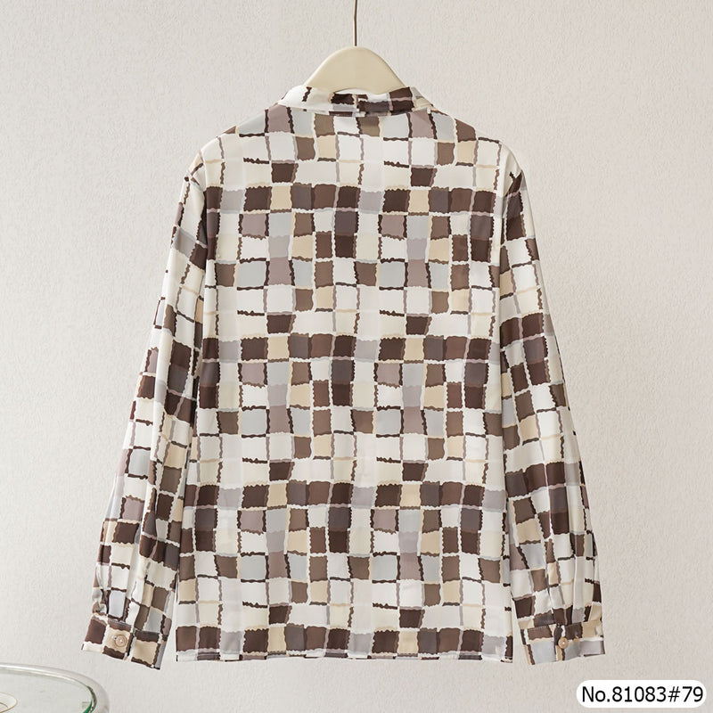 Vertier : No.81083 เสื้อแขนยาวพิมพ์ลาย | Printed Long Sleeve Blouse