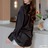 Vertier : No.81092 เสื้อแขนยาวสีพื้น | Solid Long Sleeve Blouse