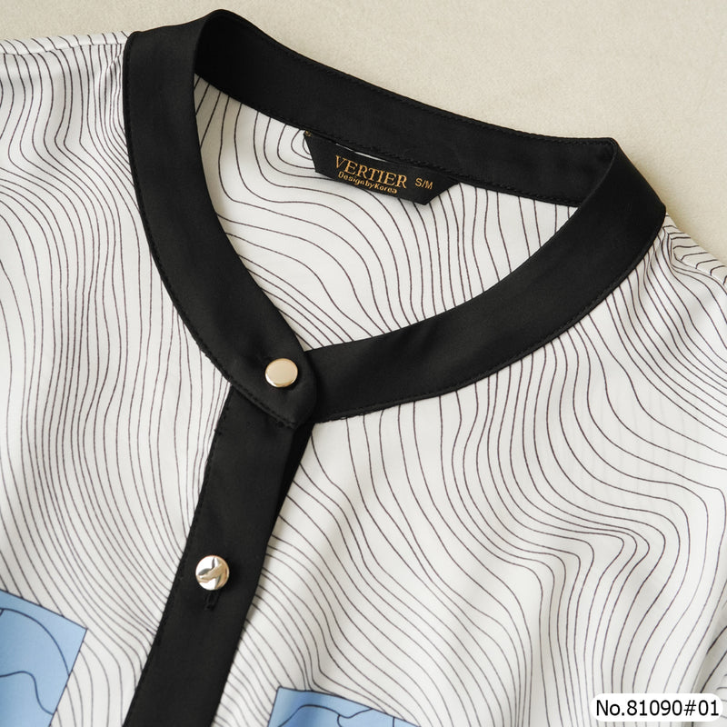 Vertier : No.81090 เสื้อแขนยาวพิมพ์ลาย | Printed Long Sleeve Blouse