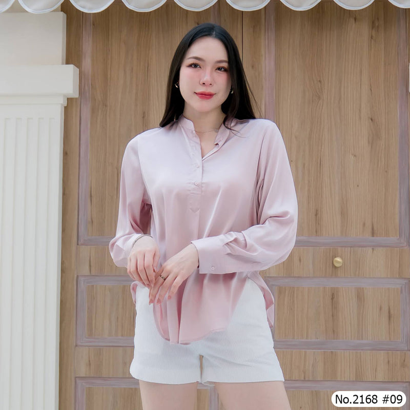 Maristar : No.2168 เสื้อแขนยาวสีพื้น | Solid Long Sleeve Blouse