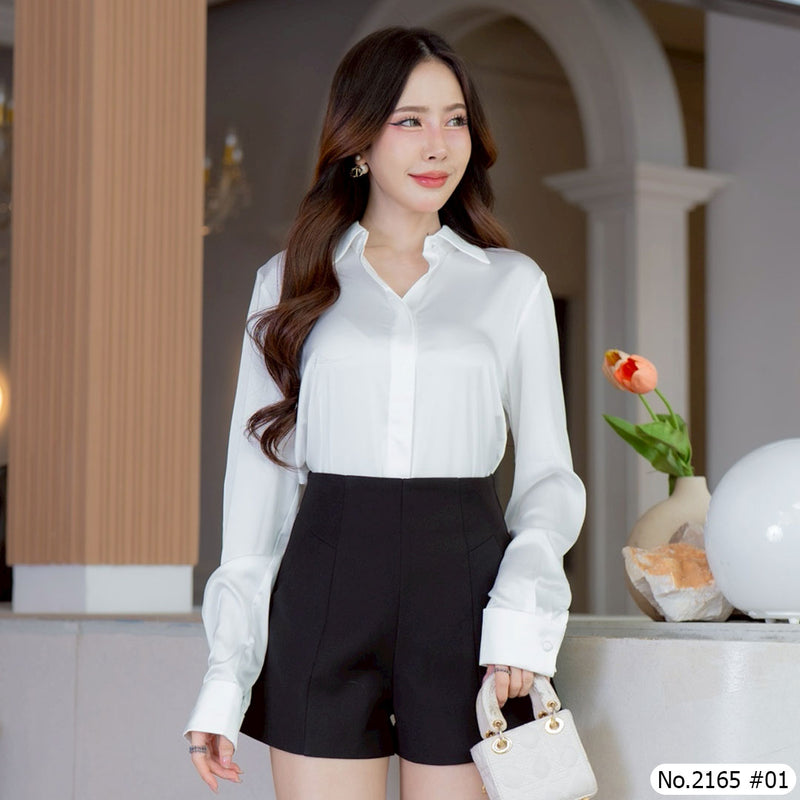 Maristar : No.2165 เสื้อแขนยาวสีพื้น | Solid Long Sleeve Blouse