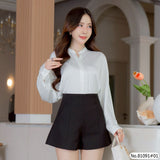 Vertier : No.81091 เสื้อแขนยาวสีพื้น | Solid Long Sleeve Blouse