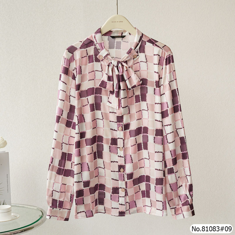 Vertier : No.81083 เสื้อแขนยาวพิมพ์ลาย | Printed Long Sleeve Blouse