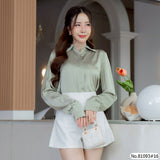Vertier : No.81093 เสื้อแขนยาวสีพื้น | Solid Long Sleeve Blouse
