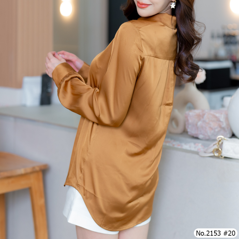 Maristar : No.2153 เสื้อแขนยาวสีพื้น | Solid Long Sleeve Blouse