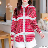 Maristar : No.2136 เสื้อแขนยาวพิมพ์ลาย | Printed Long Sleeve Blouse