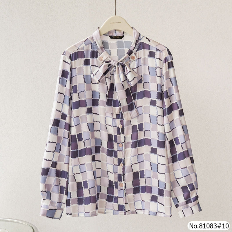 Vertier : No.81083 เสื้อแขนยาวพิมพ์ลาย | Printed Long Sleeve Blouse