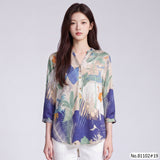 Vertier : No.81102 เสื้อแขนยาวพิมพ์ลาย | Printed Long Sleeve Blouse