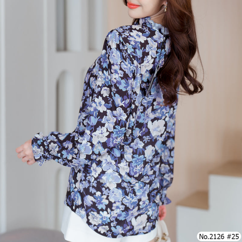 Maristar : No.2126 เสื้อแขนยาวพิมพ์ลาย | Printed Long Sleeve Blouse