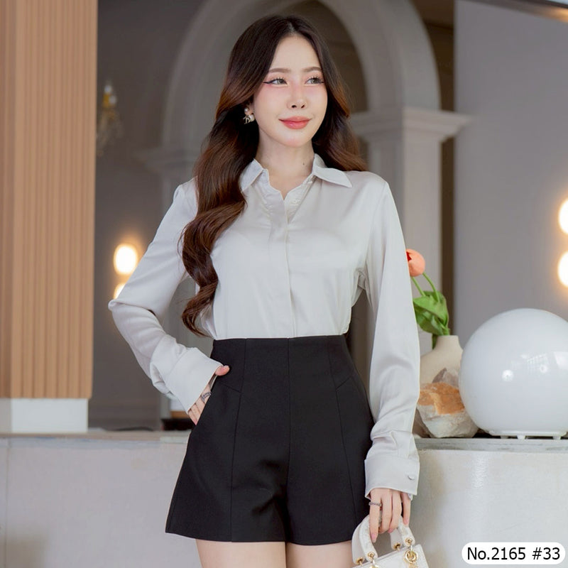 Maristar : No.2165 เสื้อแขนยาวสีพื้น | Solid Long Sleeve Blouse