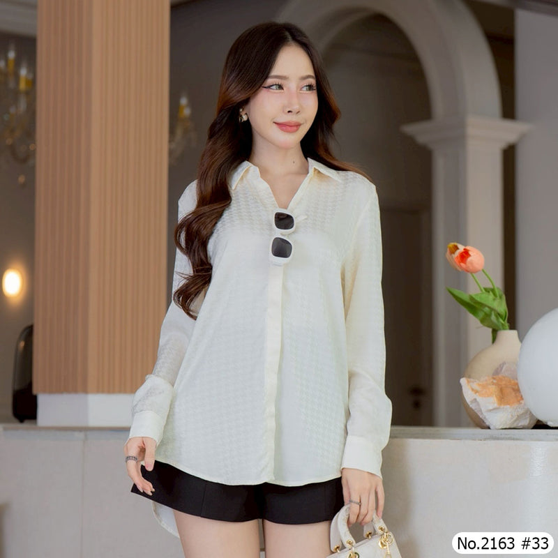 Maristar : No.2163 เสื้อแขนยาวพิมพ์ลาย | Printed Long Sleeve Blouse