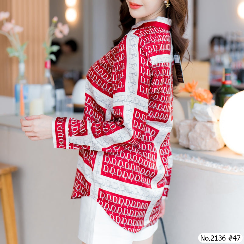 Maristar : No.2136 เสื้อแขนยาวพิมพ์ลาย | Printed Long Sleeve Blouse