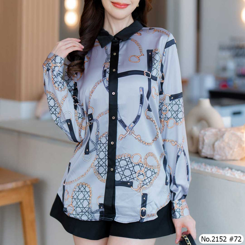 Maristar : No.2152 เสื้อแขนยาวพิมพ์ลาย | Printed Long Sleeve Blouse