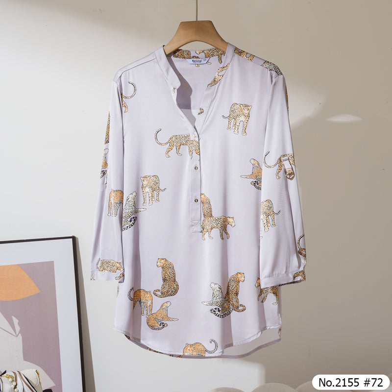 Maristar : No.2155 เสื้อแขนยาวพิมพ์ลาย | Printed Long Sleeve Blouse