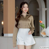 Vertier : No.81093 เสื้อแขนยาวสีพื้น | Solid Long Sleeve Blouse
