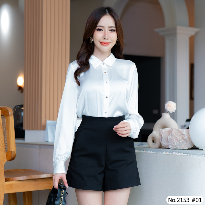 Maristar : No.2153 เสื้อแขนยาวสีพื้น | Solid Long Sleeve Blouse