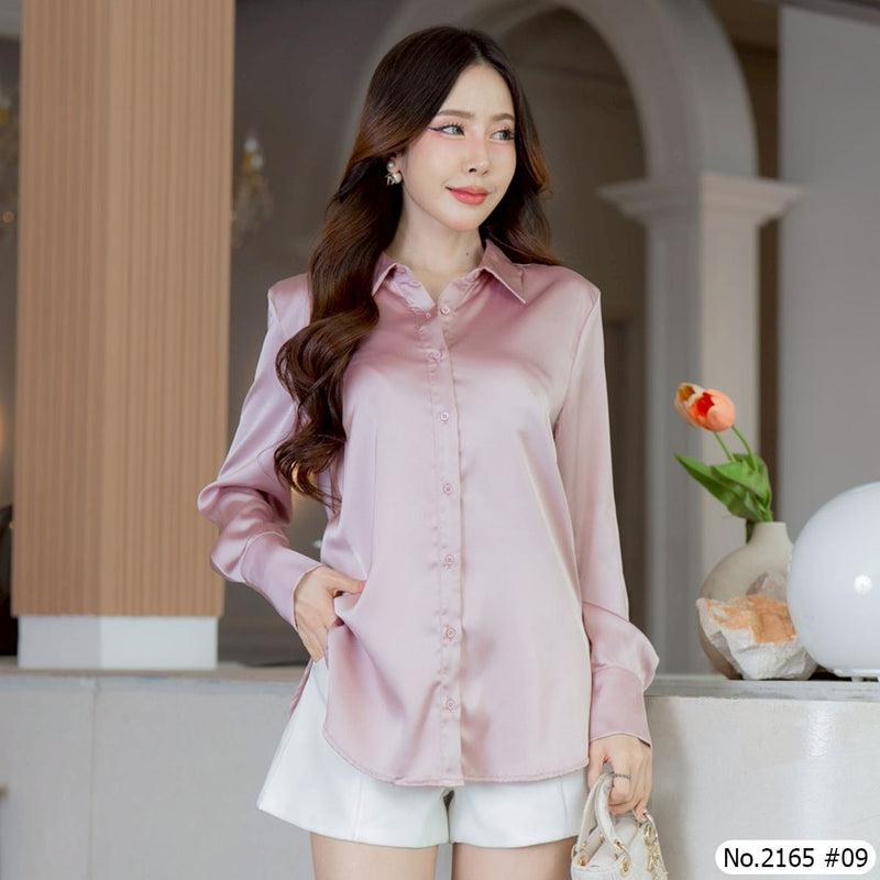 Maristar : No.2165 เสื้อแขนยาวสีพื้น | Solid Long Sleeve Blouse