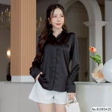 Vertier : No.81093 เสื้อแขนยาวสีพื้น | Solid Long Sleeve Blouse