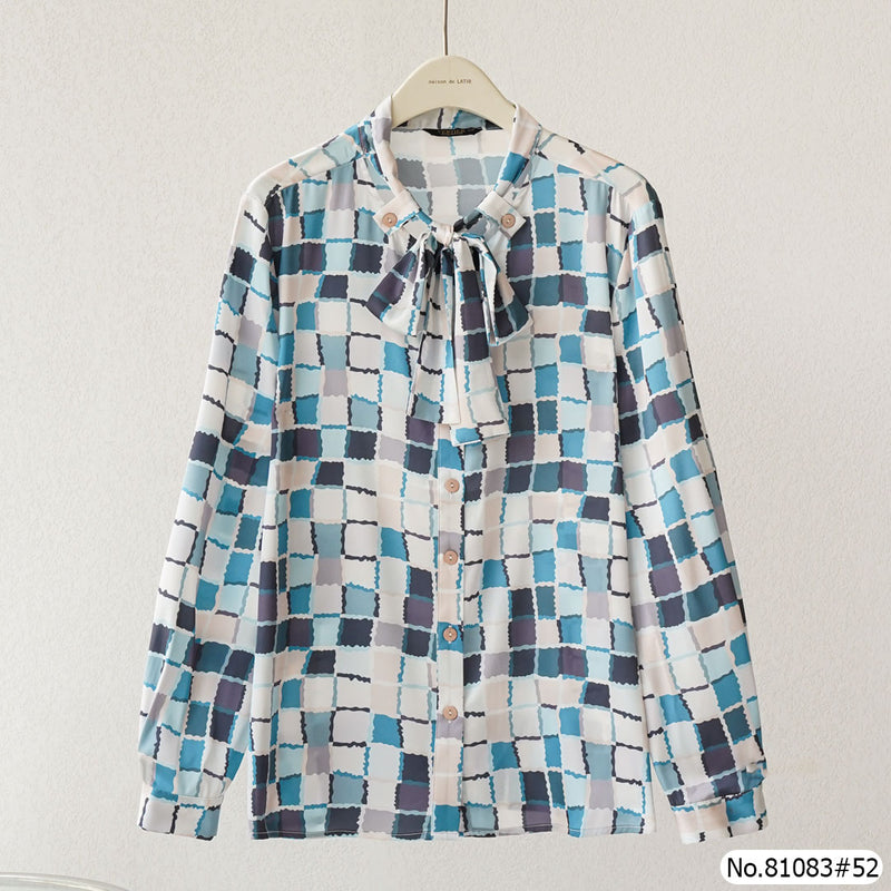 Vertier : No.81083 เสื้อแขนยาวพิมพ์ลาย | Printed Long Sleeve Blouse