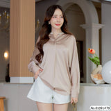 Vertier : No.81091 เสื้อแขนยาวสีพื้น | Solid Long Sleeve Blouse