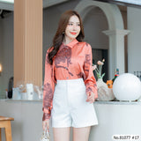 Vertier : No.81077 เสื้อแขนยาวพิมพ์ลาย | Printed Long Sleeve Blouse