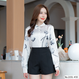 Maristar : No.2151 เสื้อแขนยาวพิมพ์ลาย | Printed Long Sleeve Blouse