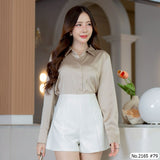 Maristar : No.2165 เสื้อแขนยาวสีพื้น | Solid Long Sleeve Blouse